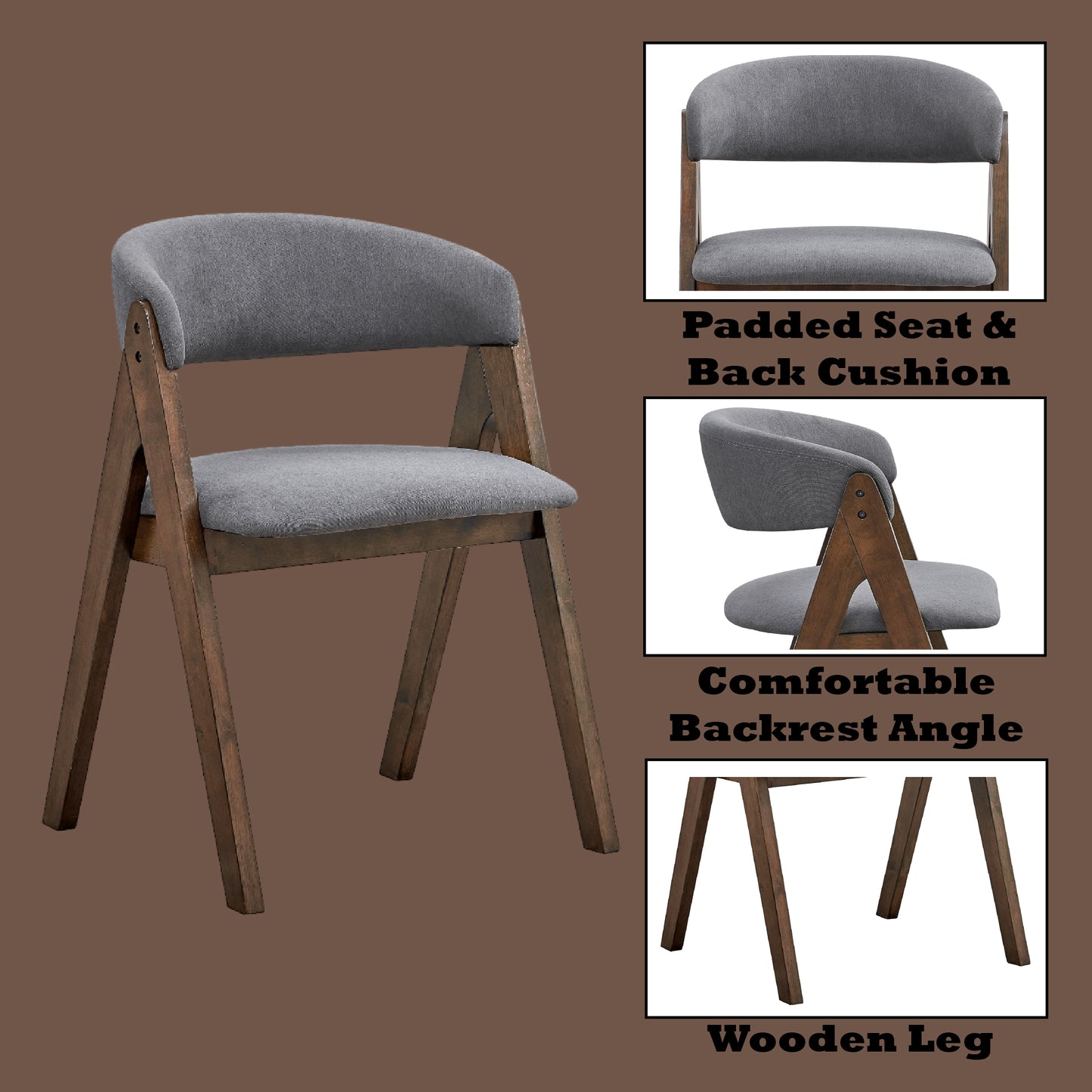 Gray Synthetic Wood Dining Chairs for Modern Kitchen Decor