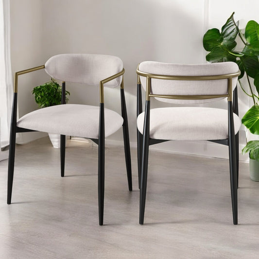 Jaramillo Beige Linen & Black Finish Side Chair (Set of 2)