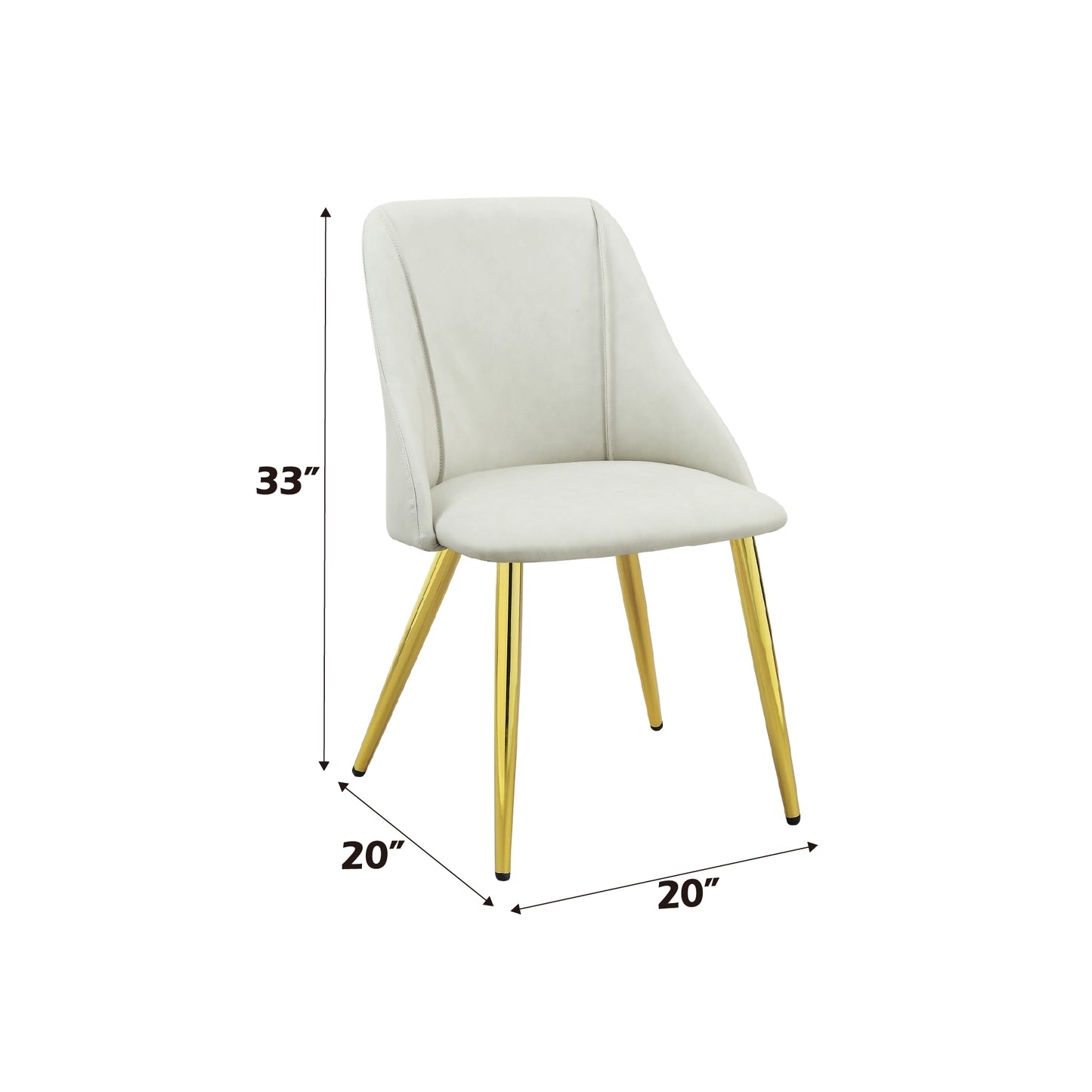 White Synthetic Wood Dining Chairs Set with Chrome Legs