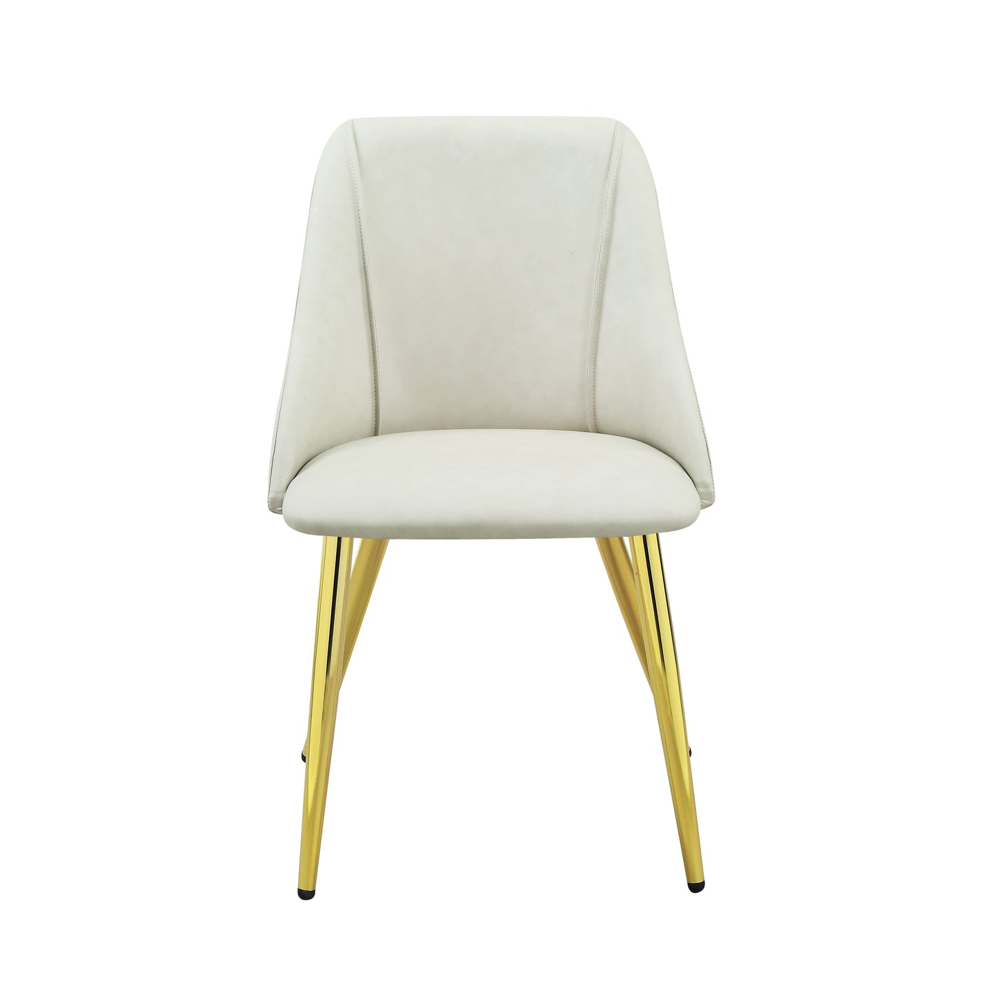 White Synthetic Wood Dining Chairs Set with Chrome Legs