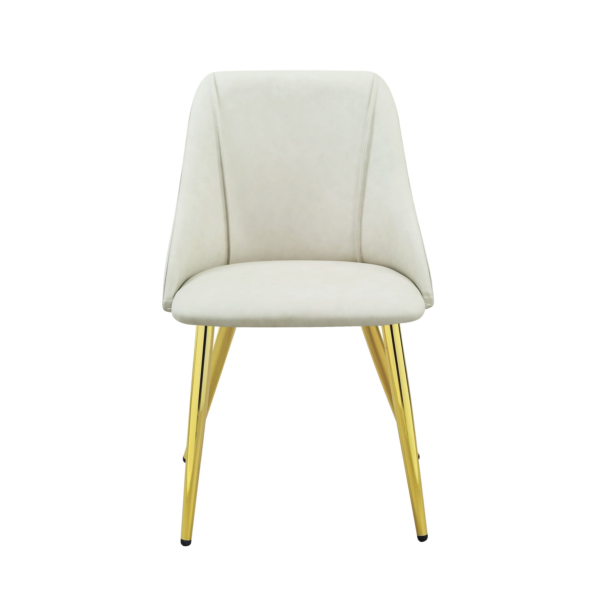 White Synthetic Wood Dining Chairs Set with Chrome Legs