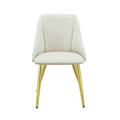 White Synthetic Wood Dining Chairs Set with Chrome Legs