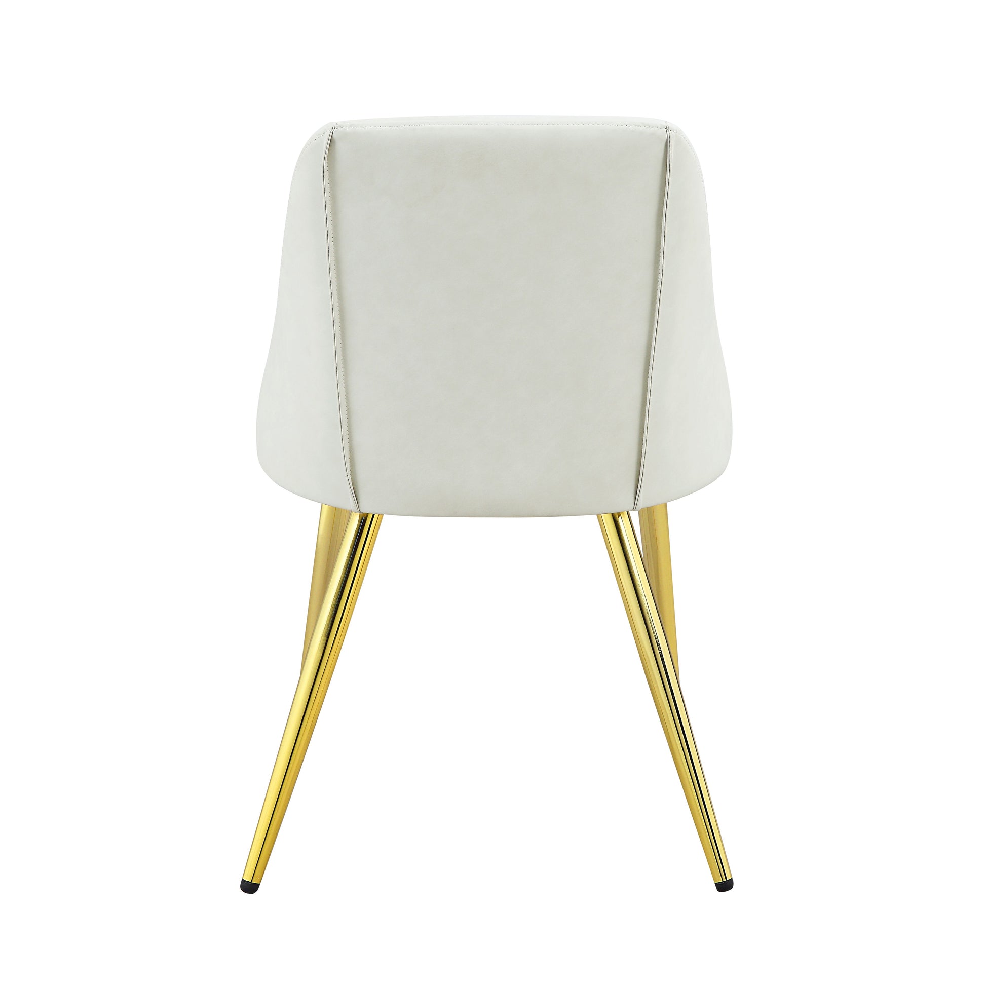 White Synthetic Wood Dining Chairs Set with Chrome Legs