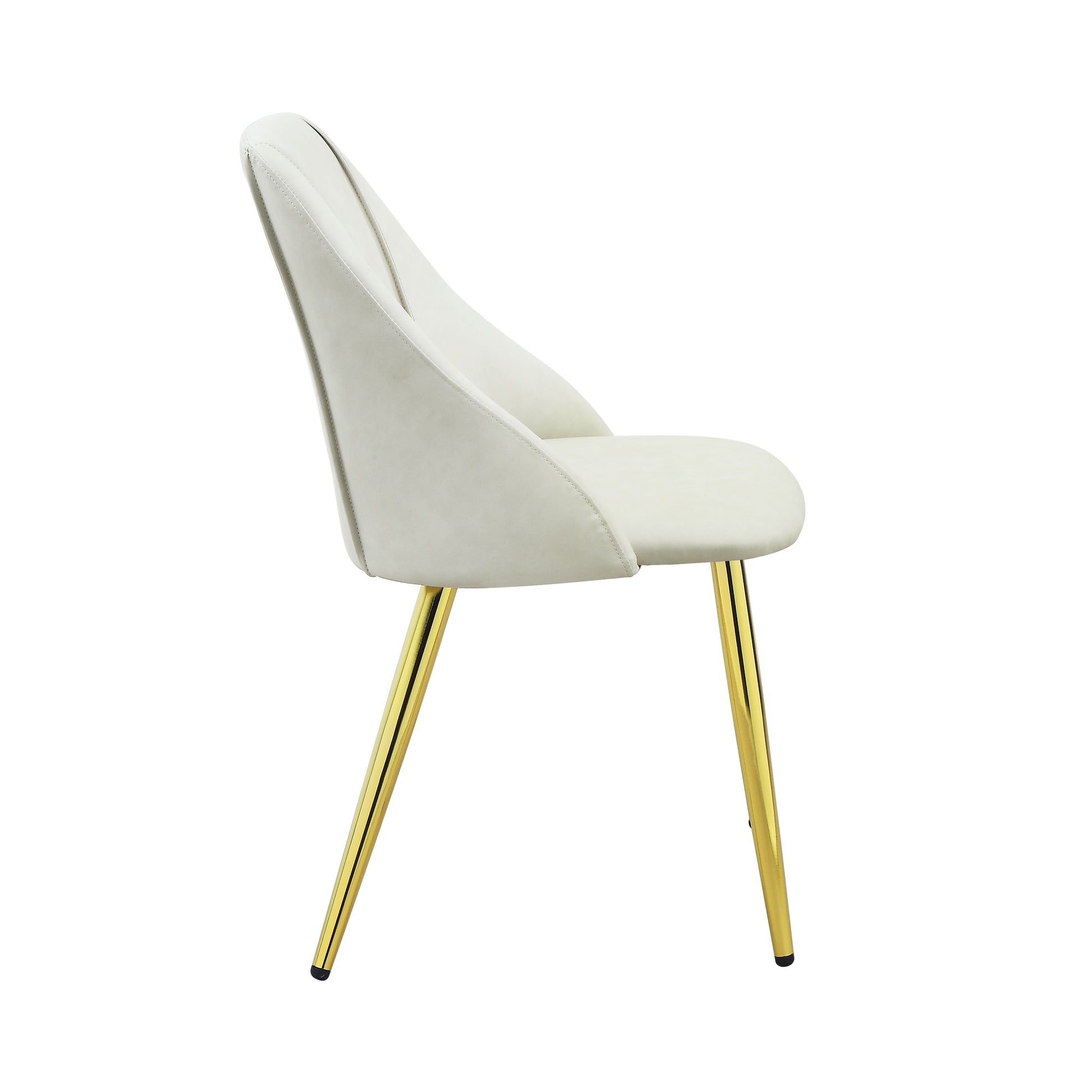 White Synthetic Wood Dining Chairs Set with Chrome Legs