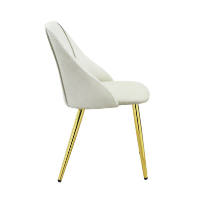 White Synthetic Wood Dining Chairs Set with Chrome Legs