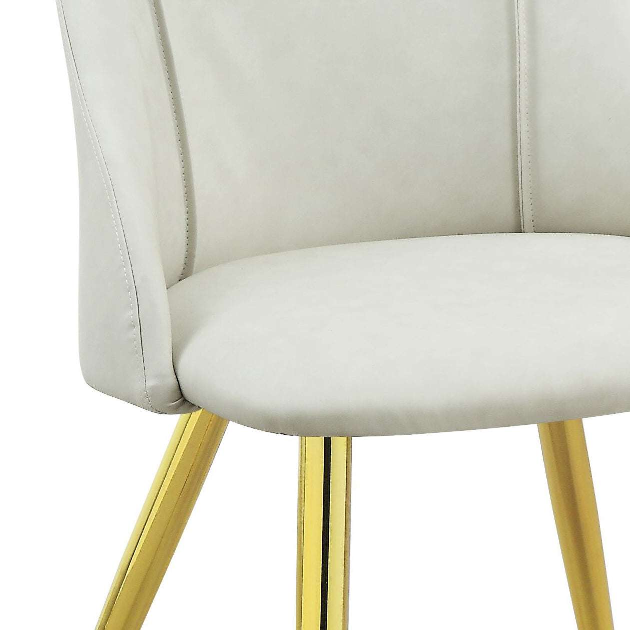 White Synthetic Wood Dining Chairs Set with Chrome Legs
