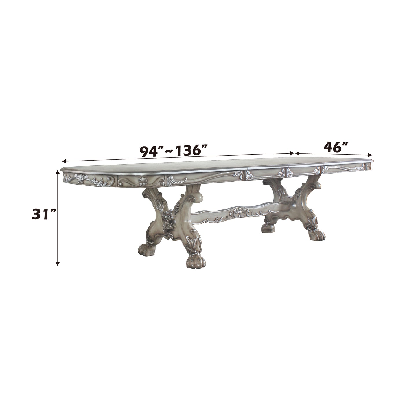 Dresden Dining Table Ivory - Elegant Vintage Style
