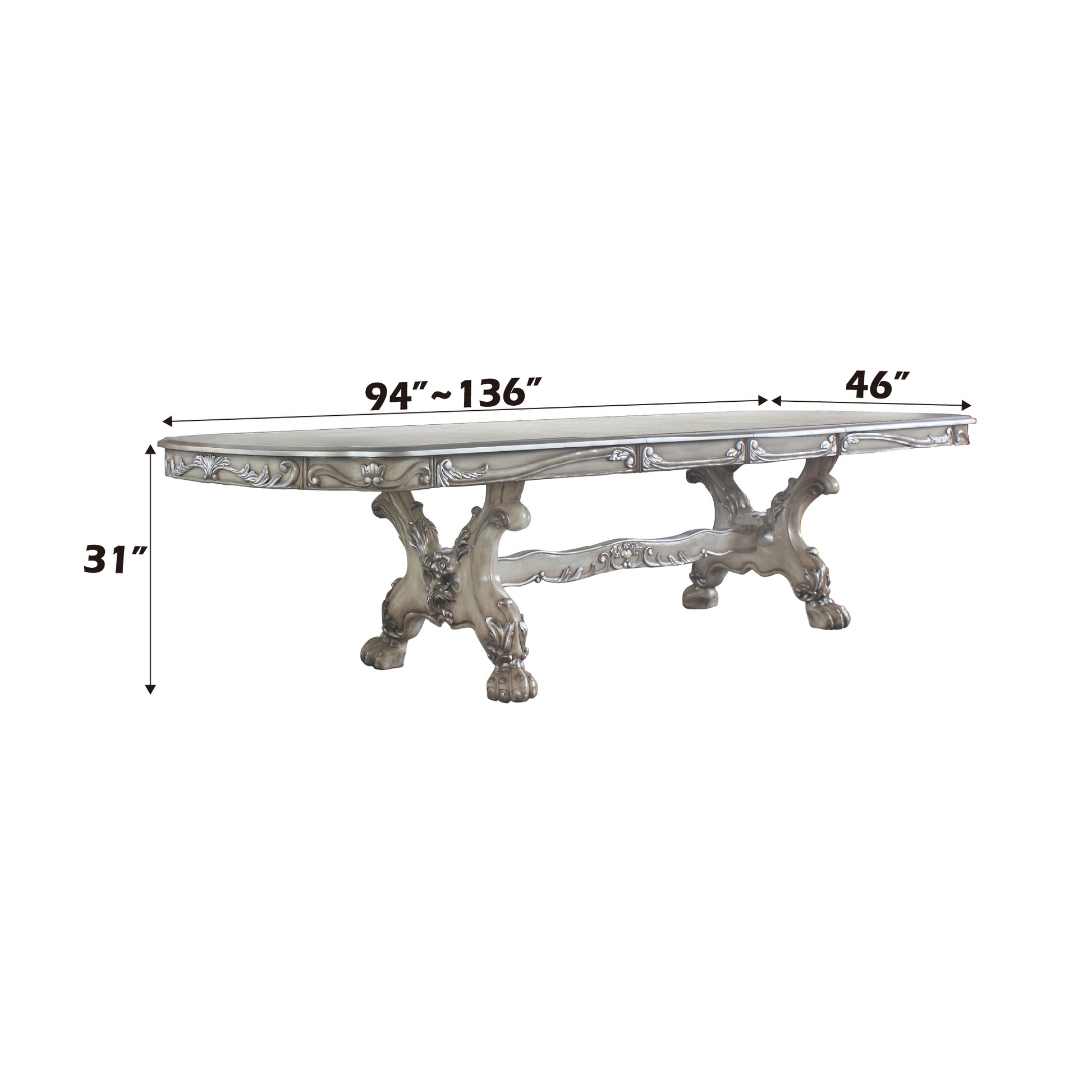 Dresden Dining Table Ivory - Elegant Vintage Style