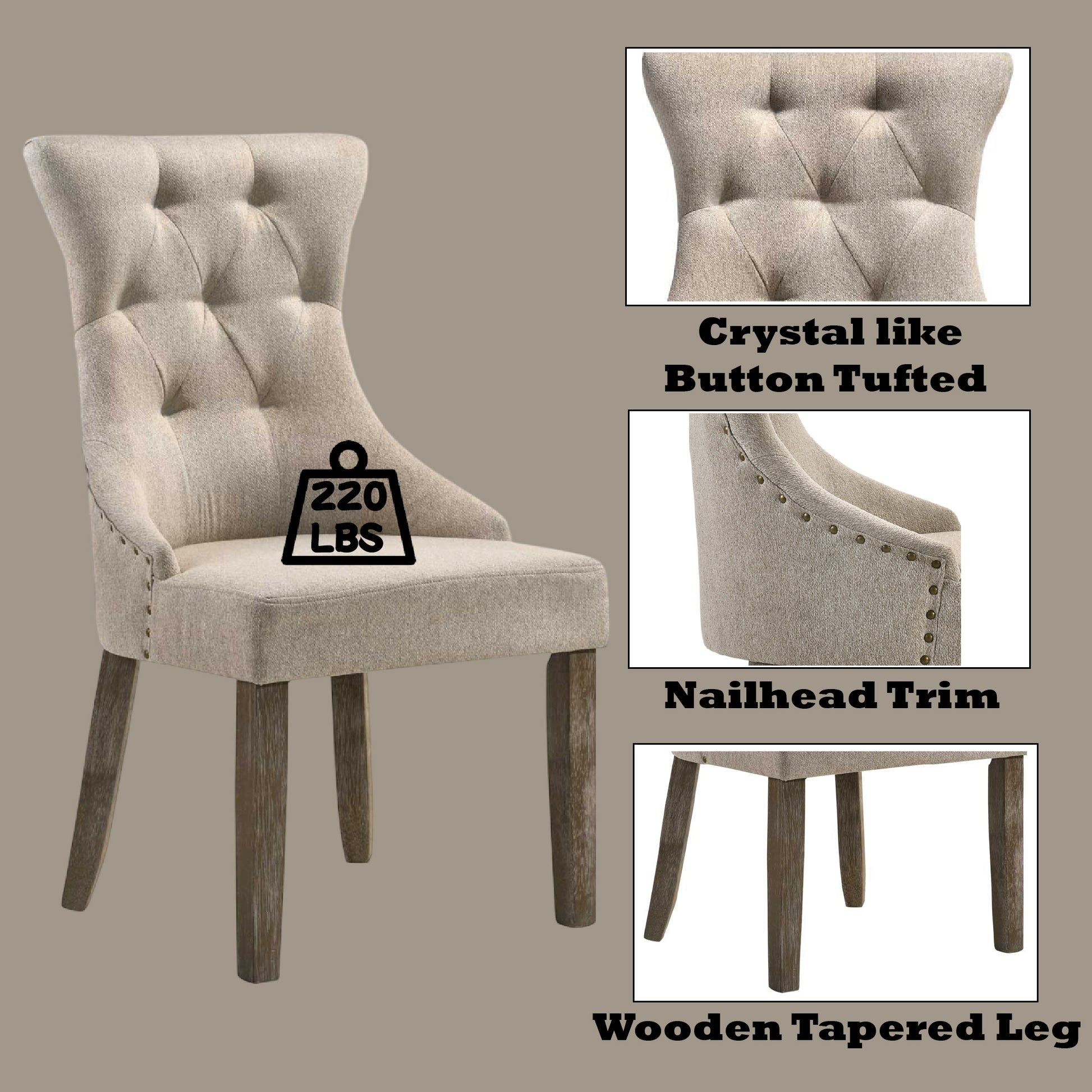Gabrian Beige & Gray Fabric Side Chair (Set of 2) - Dining Room Seating