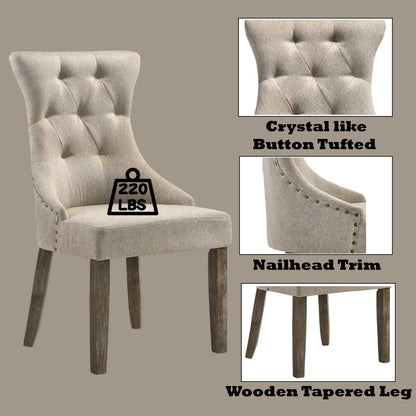 Gabrian Beige & Gray Fabric Side Chair (Set of 2) - Dining Room Seating