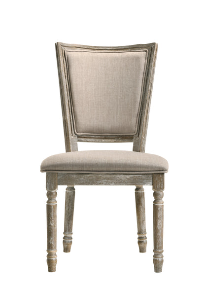 Beige Gray Dining Chairs - 2 Armless Side Chairs