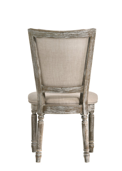 Beige Gray Dining Chairs - 2 Armless Side Chairs