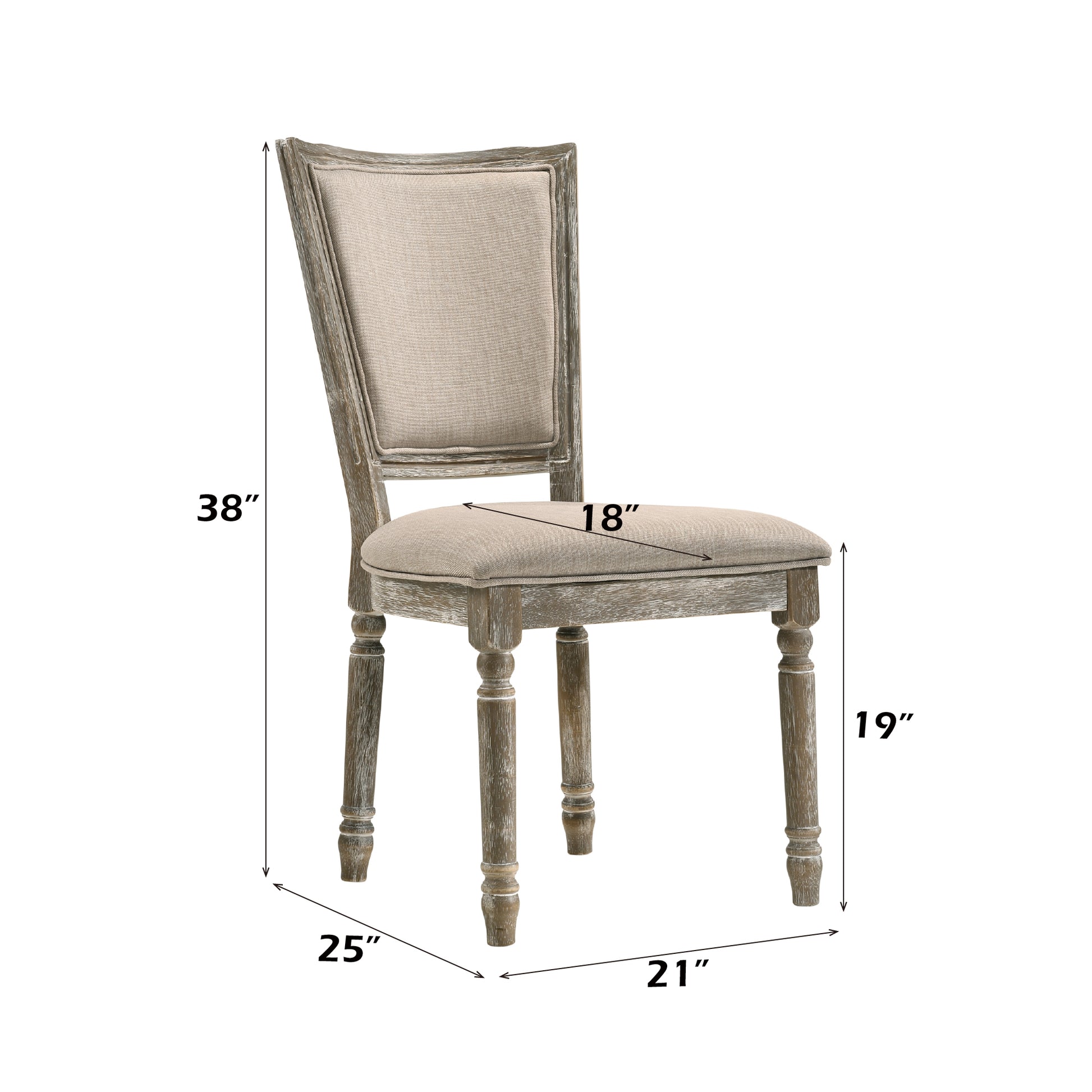 Beige Gray Dining Chairs - 2 Armless Side Chairs
