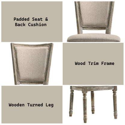 Beige Gray Dining Chairs - 2 Armless Side Chairs