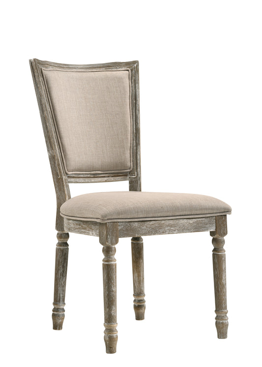 Gabrian Two-tone Beige Fabric & Reclaimed Gray Finish Side Chair (Set of 2)
