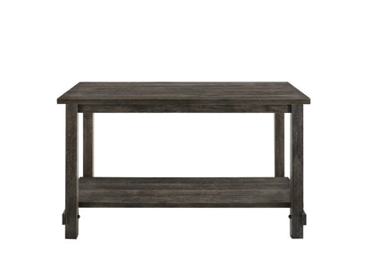 Gray Counter Height Dining Table with Storage Shelf
