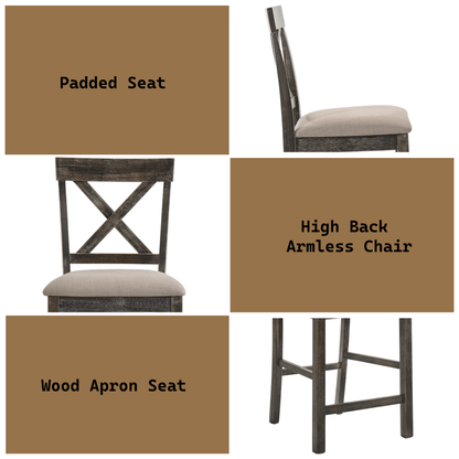 Tan Linen Counter Height Dining Chairs for Modern Kitchen