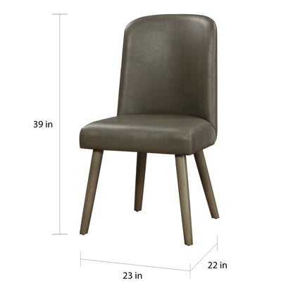 Gray Oak Side Chairs - Set of 2 Faux Leather for Dining Room