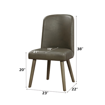 Gray Oak Side Chairs - Set of 2 Faux Leather for Dining Room