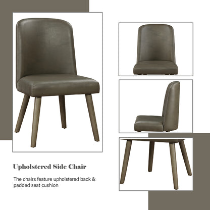 Gray Oak Side Chairs - Set of 2 Faux Leather for Dining Room