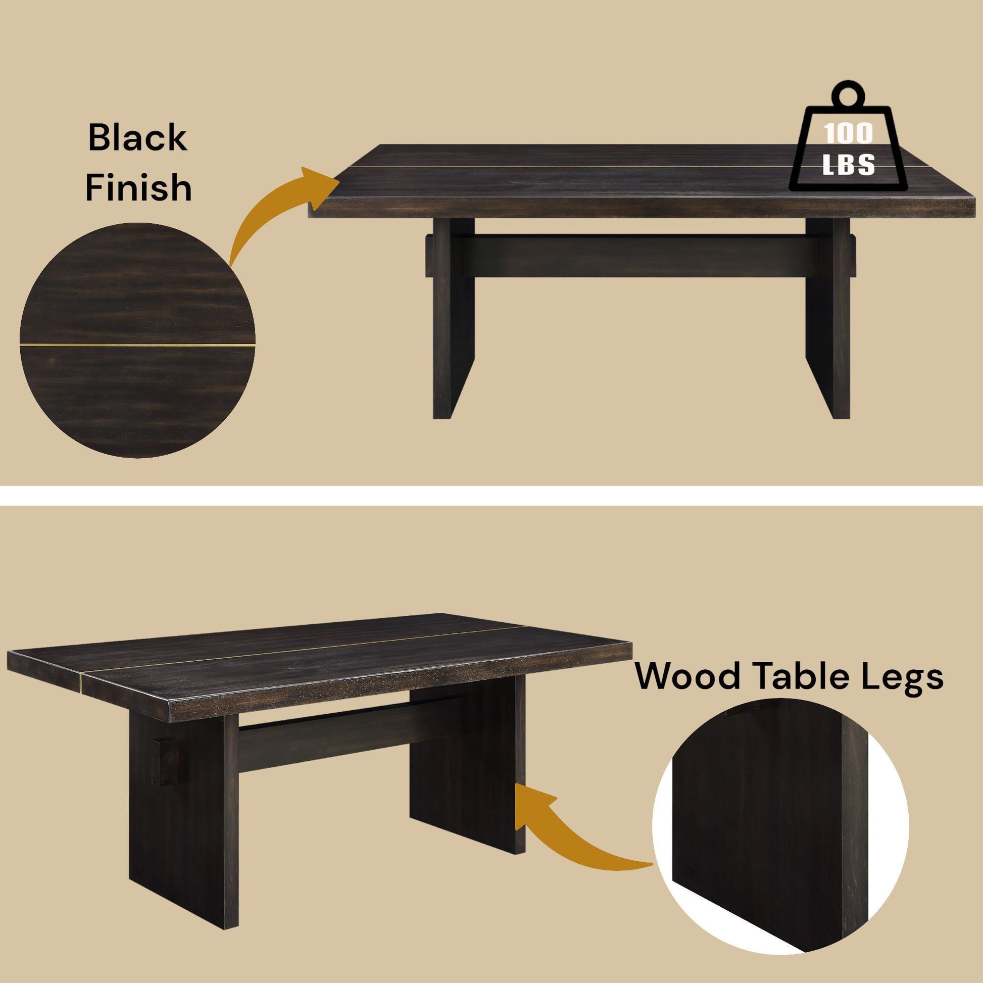 Jaramillo Dining Table - Espresso, Gold Finish