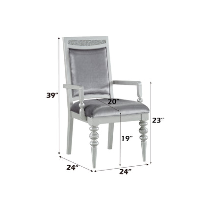 Silver Fabric Dining Armchairs Set of 2