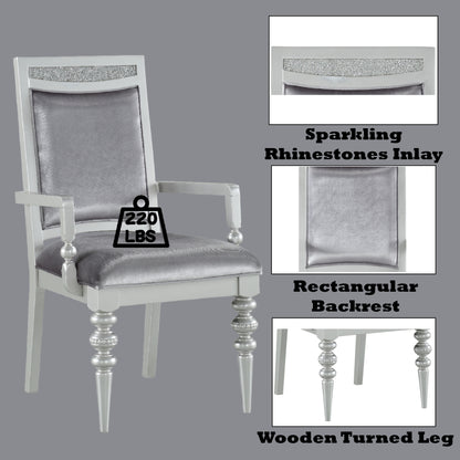 Silver Fabric Dining Armchairs Set of 2