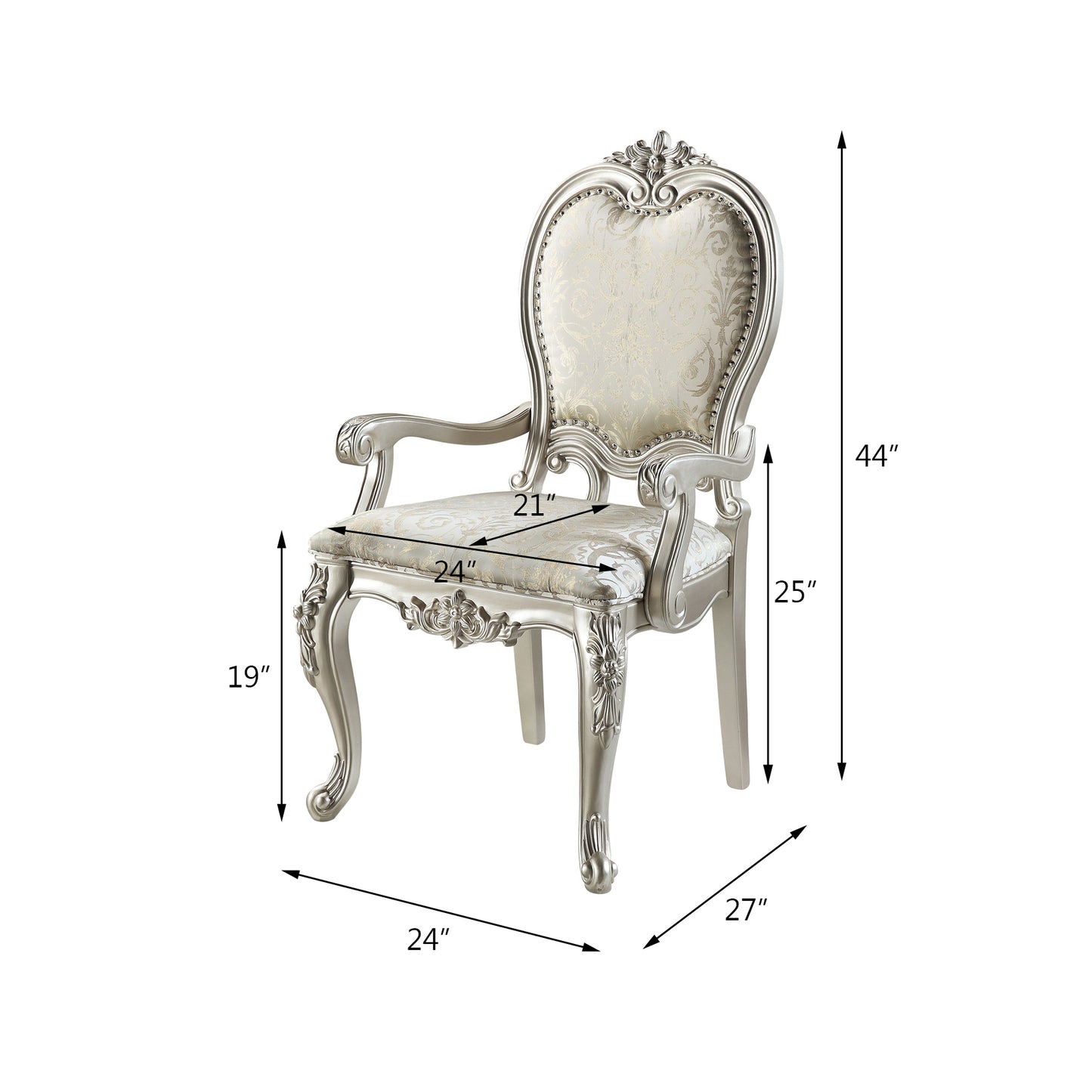 Bently Arm Chairs - Champagne Fabric Set of 2 Dining Room Seating