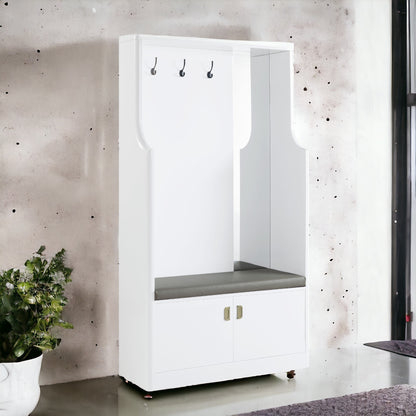 Buck II White Hall Tree - Storage & Comfort