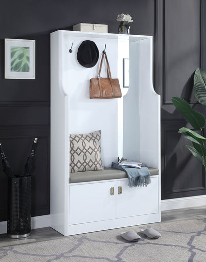 Buck II White High Gloss Finish Hall Tree