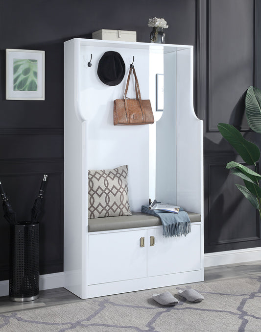 Buck II White High Gloss Finish Hall Tree