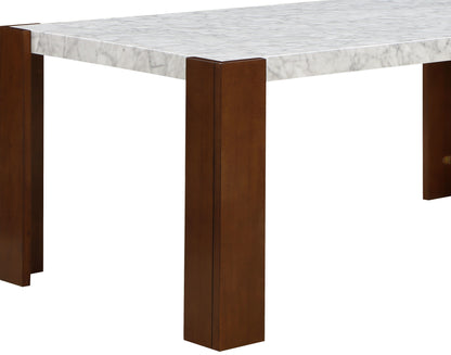 Hettie Dining Table - Marble Engineered Stone Top Walnut Legs