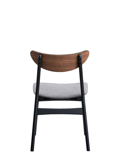 Rebi Side Chair Set - Gray Linen, Walnut & Black Dining Chairs (2) for Dining Room