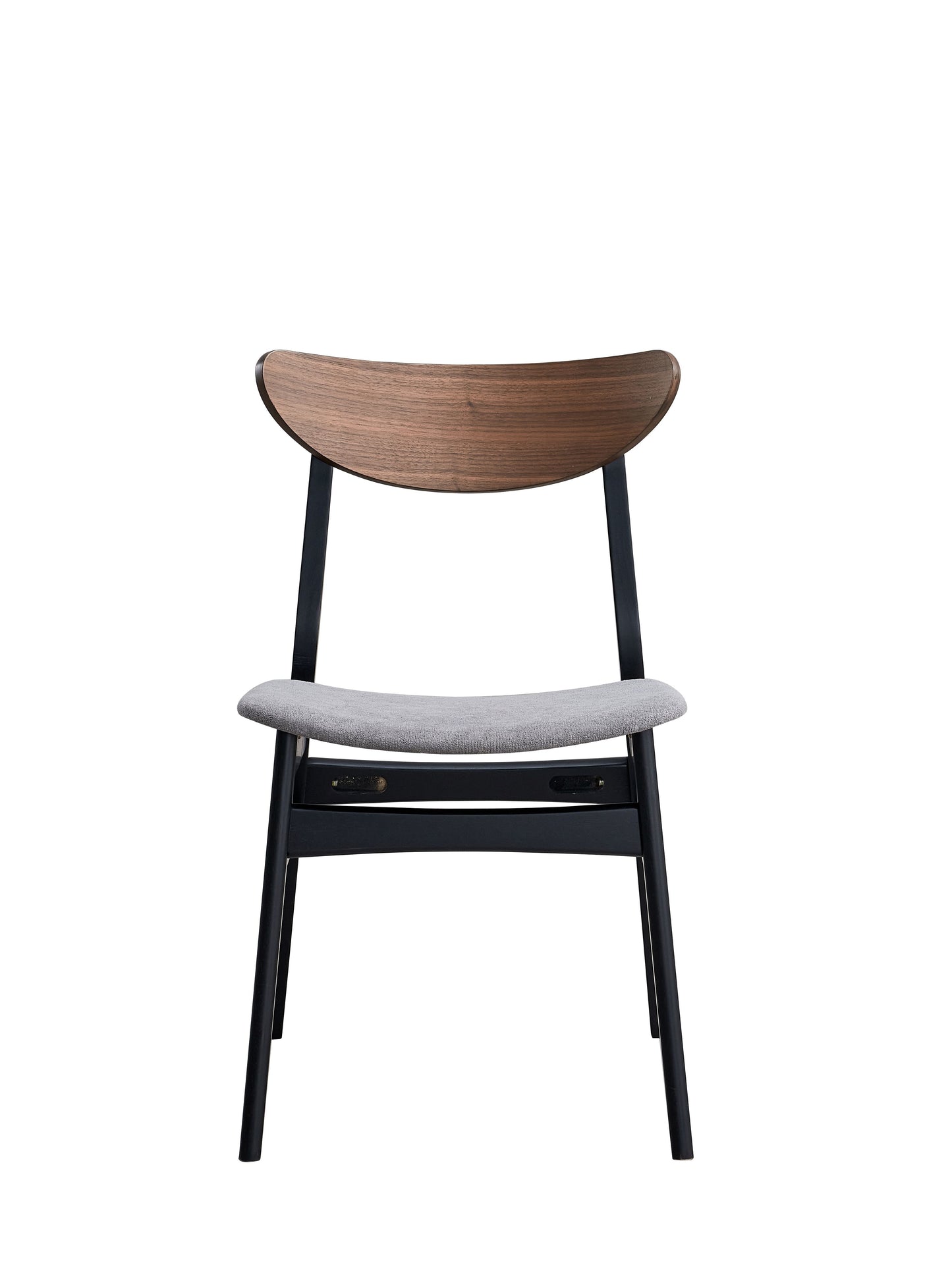 Rebi Side Chair Set - Gray Linen, Walnut & Black Dining Chairs (2) for Dining Room