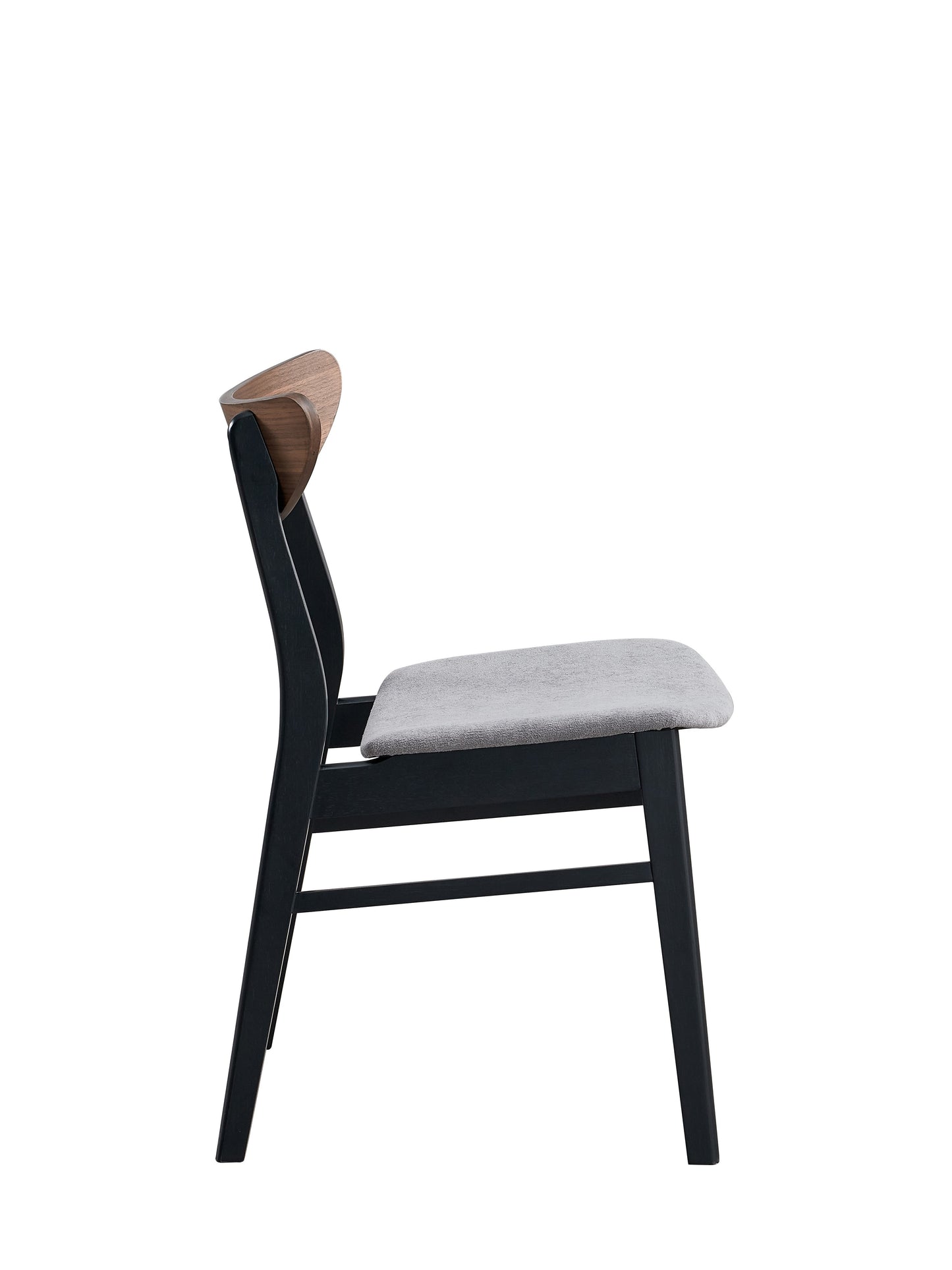 Rebi Side Chair Set - Gray Linen, Walnut & Black Dining Chairs (2) for Dining Room