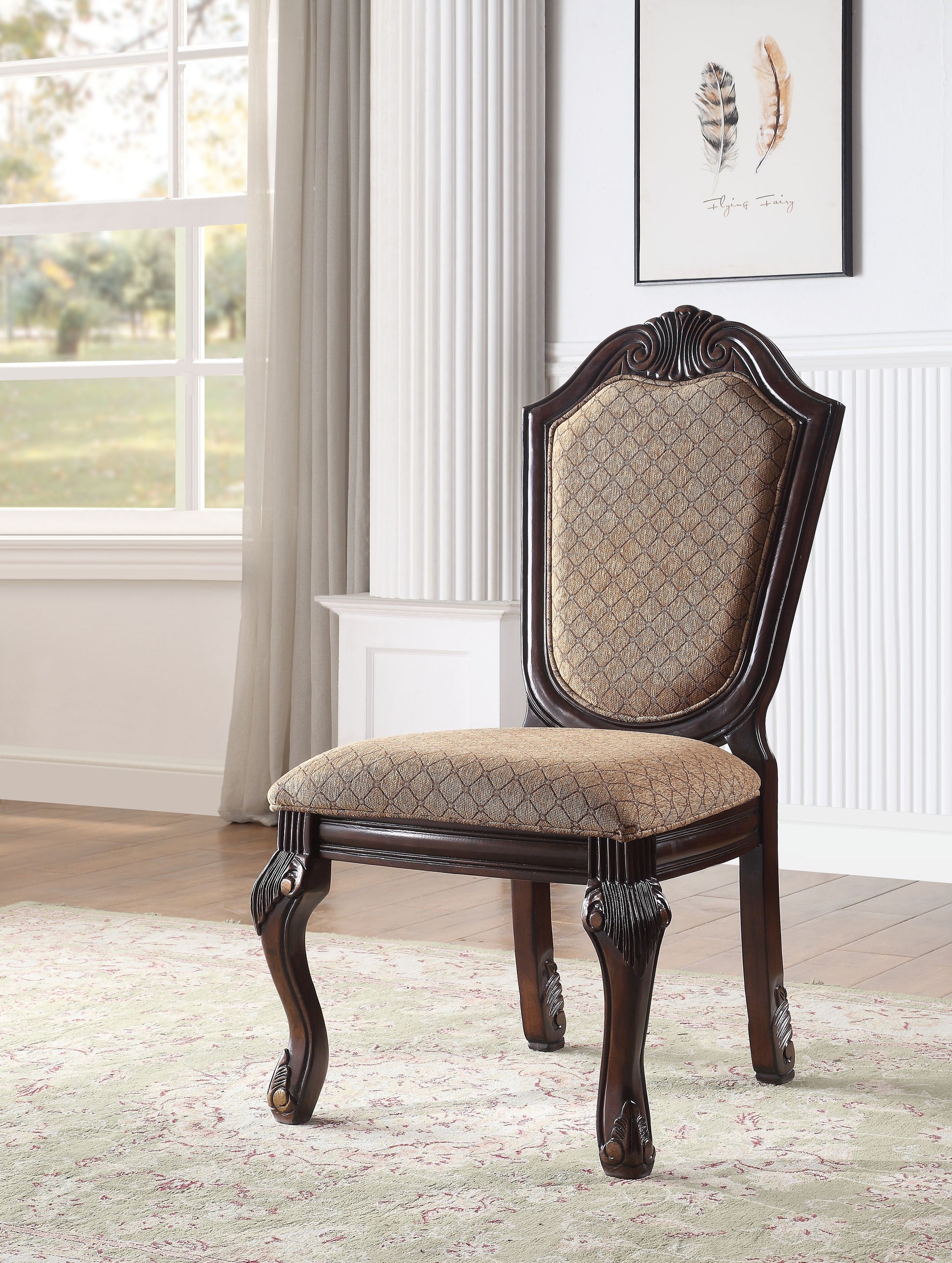 Chateau De Ville Fabric & Espresso Finish Side Chair (Set of 2)