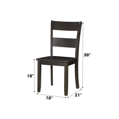 Walnut Acacia Dining Room Side Chairs Set with Ladder Backrests