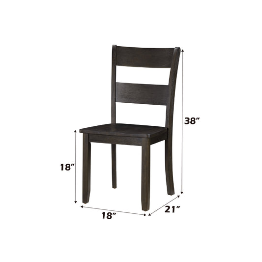 Walnut Acacia Dining Room Side Chairs Set with Ladder Backrests