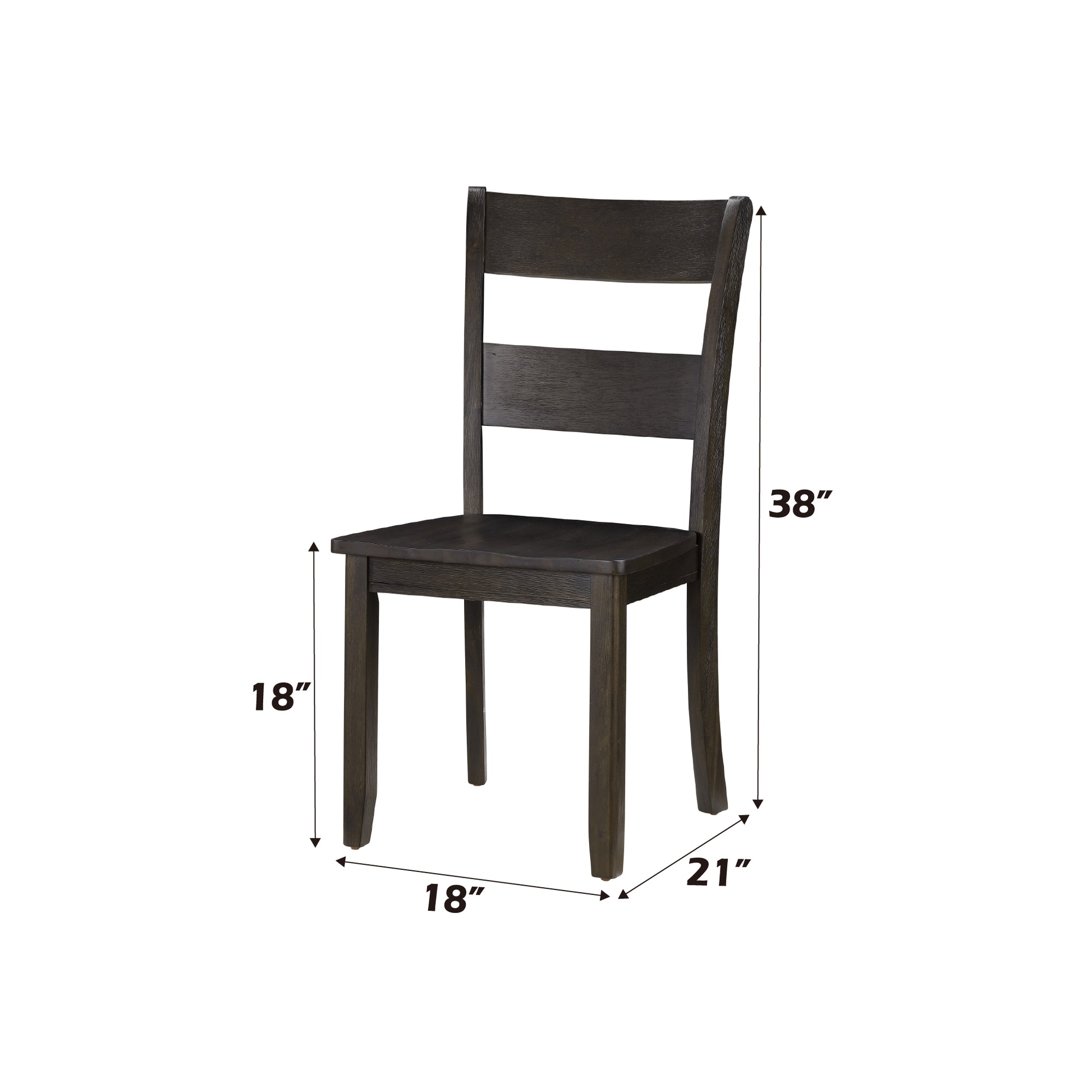Walnut Acacia Dining Room Side Chairs Set with Ladder Backrests
