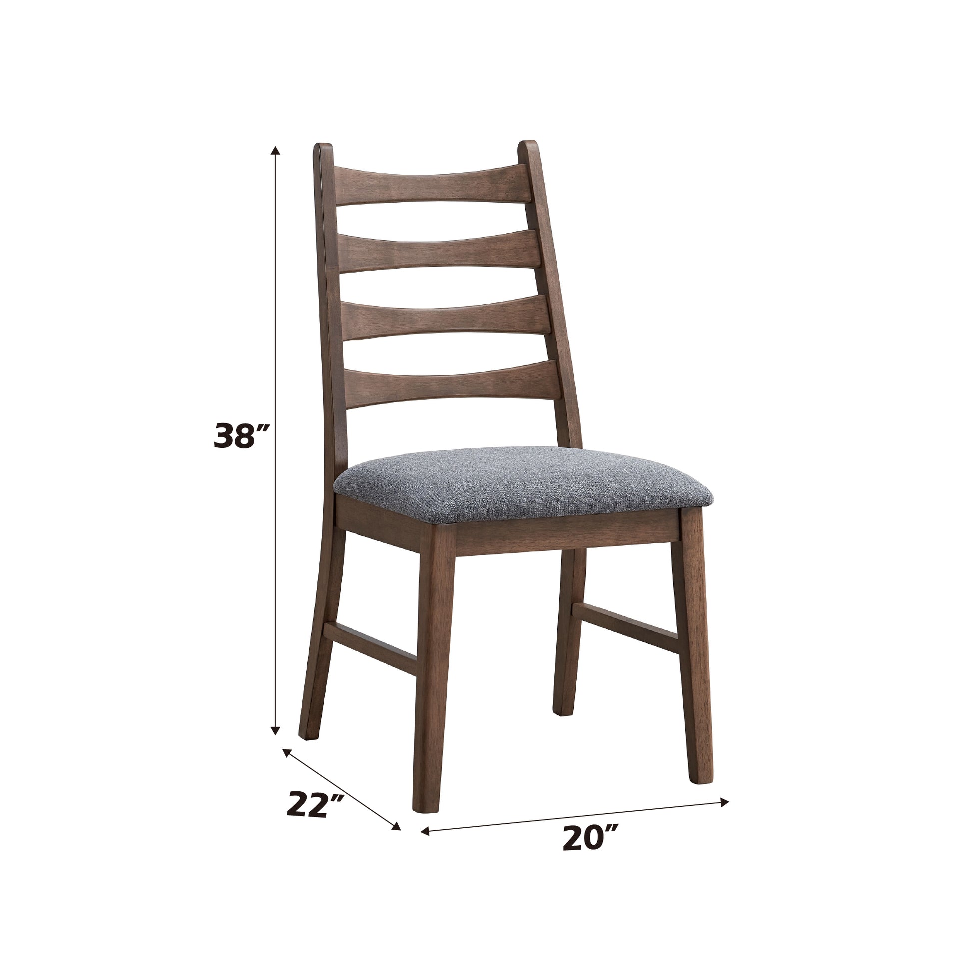 Dark Gray Walnut Linen Dining Chairs Set for Kitchen and Dining Rooms