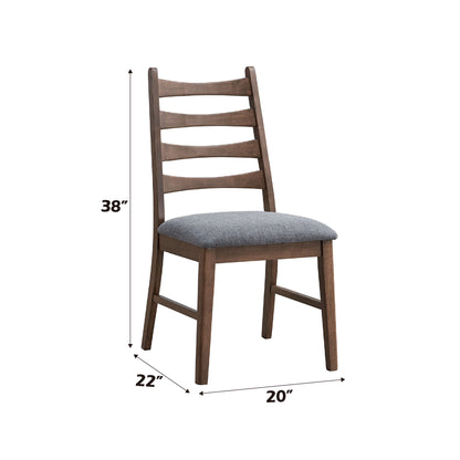 Dark Gray Walnut Linen Dining Chairs Set for Kitchen and Dining Rooms