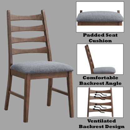 Dark Gray Walnut Linen Dining Chairs Set for Kitchen and Dining Rooms