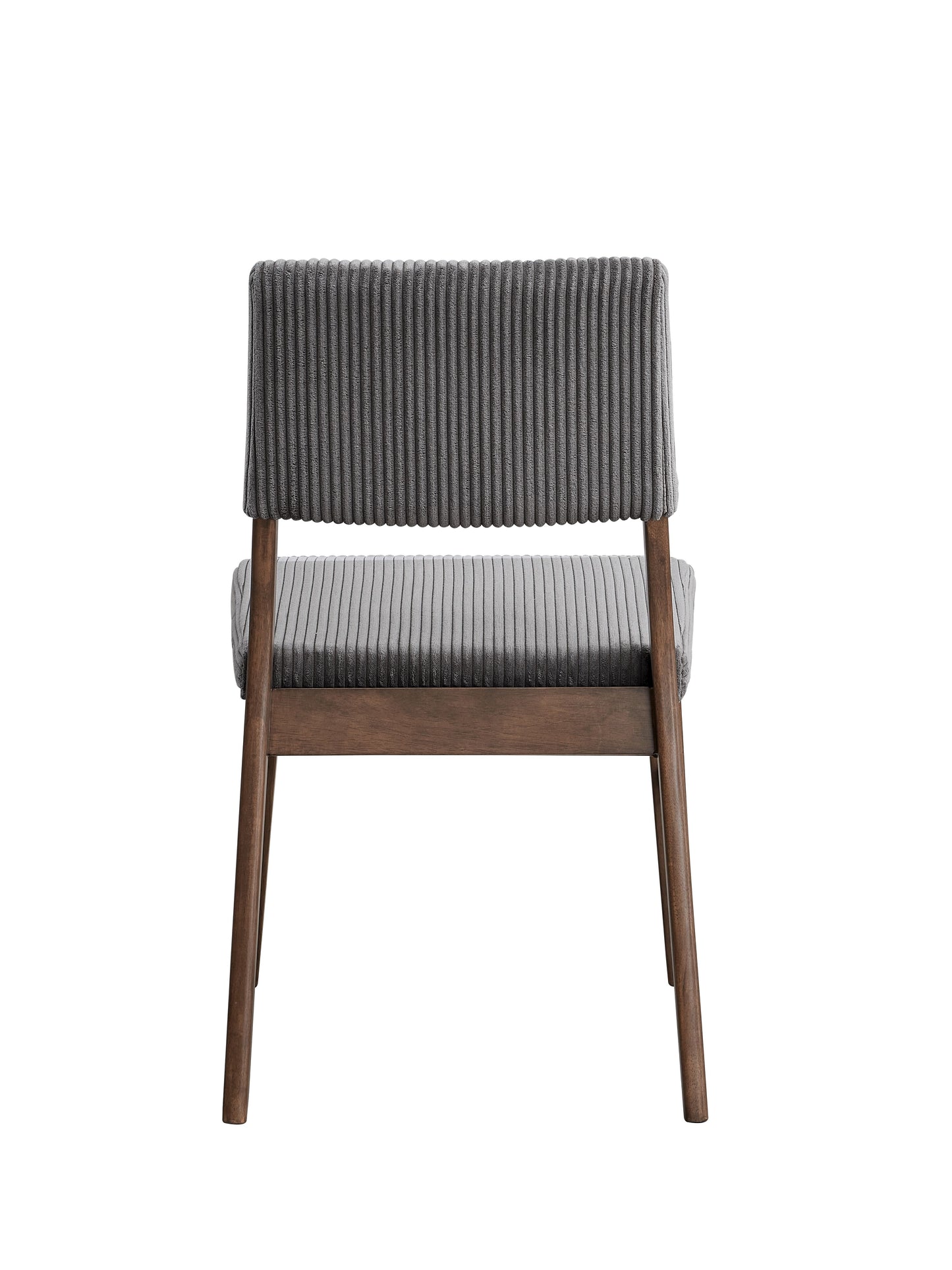 Gray Corduroy & Walnut Side Chair - Set of 2 Dining Chairs for Dining Room