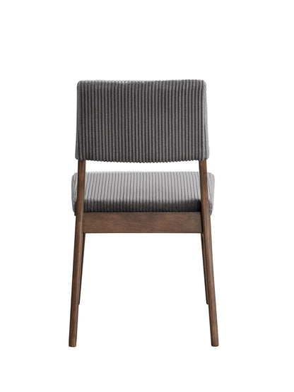 Gray Corduroy & Walnut Side Chair - Set of 2 Dining Chairs for Dining Room