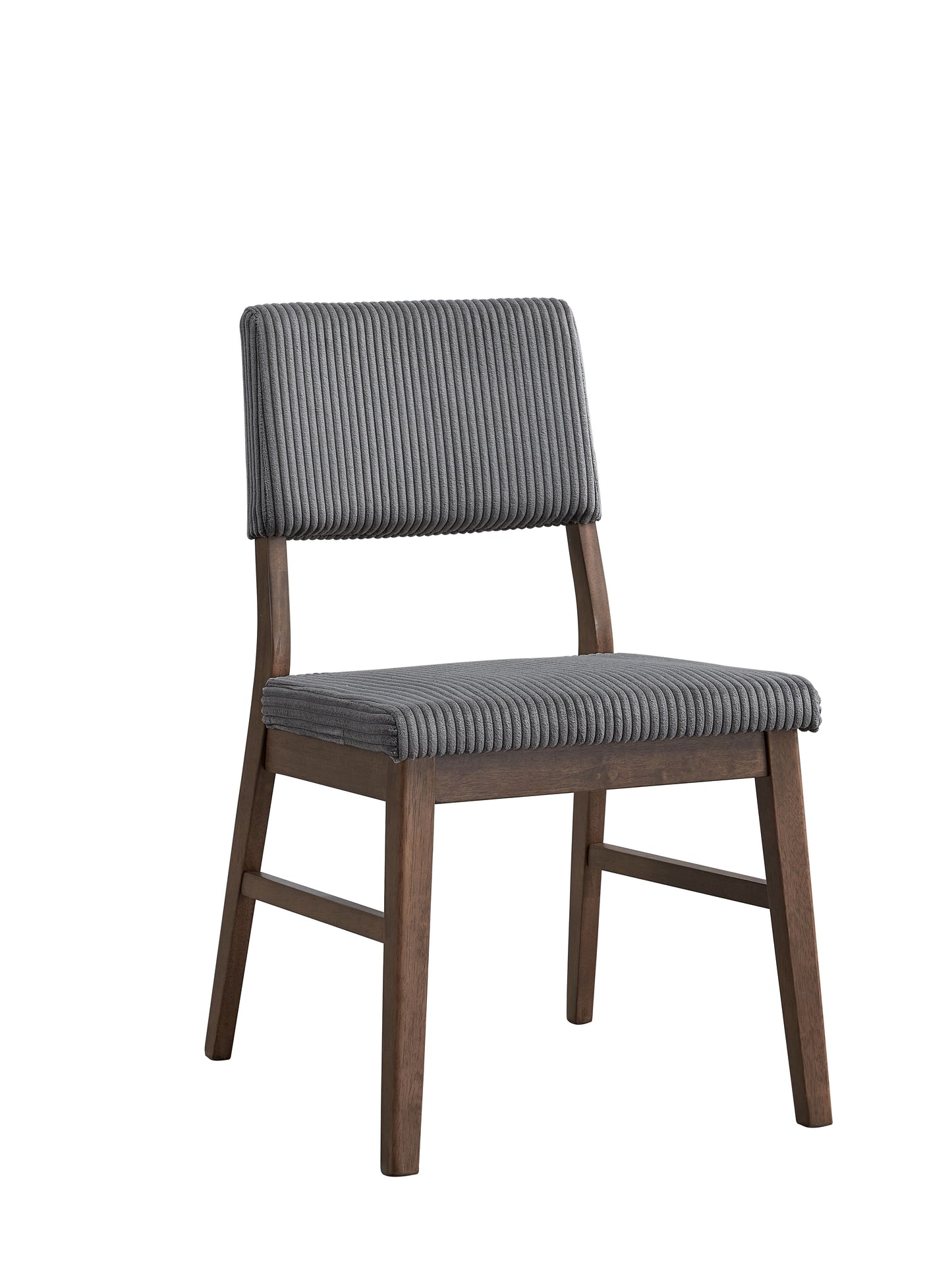 Gray Corduroy & Walnut Side Chair - Set of 2 Dining Chairs for Dining Room