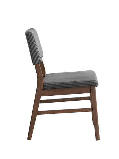 Gray Corduroy & Walnut Side Chair - Set of 2 Dining Chairs for Dining Room