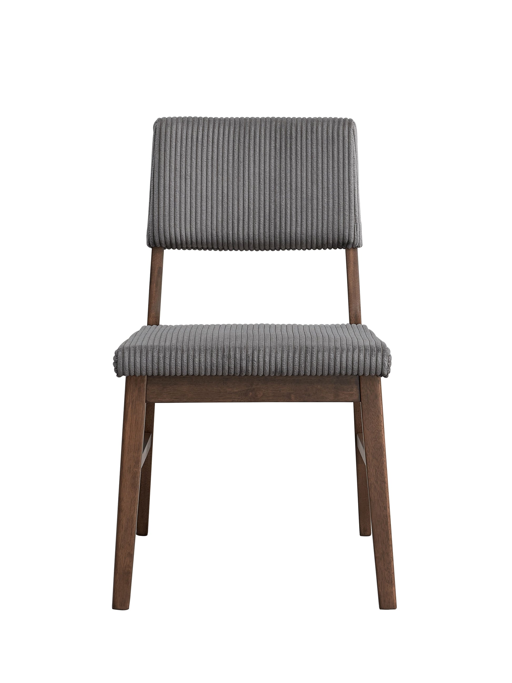 Gray Corduroy & Walnut Side Chair - Set of 2 Dining Chairs for Dining Room