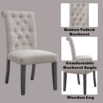 Beige Linen Dining Chairs - Set of 2 Armless Chairs