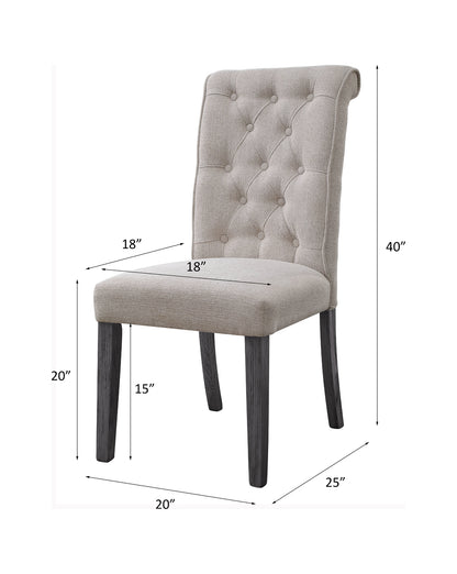Beige Linen Dining Chairs - Set of 2 Armless Chairs