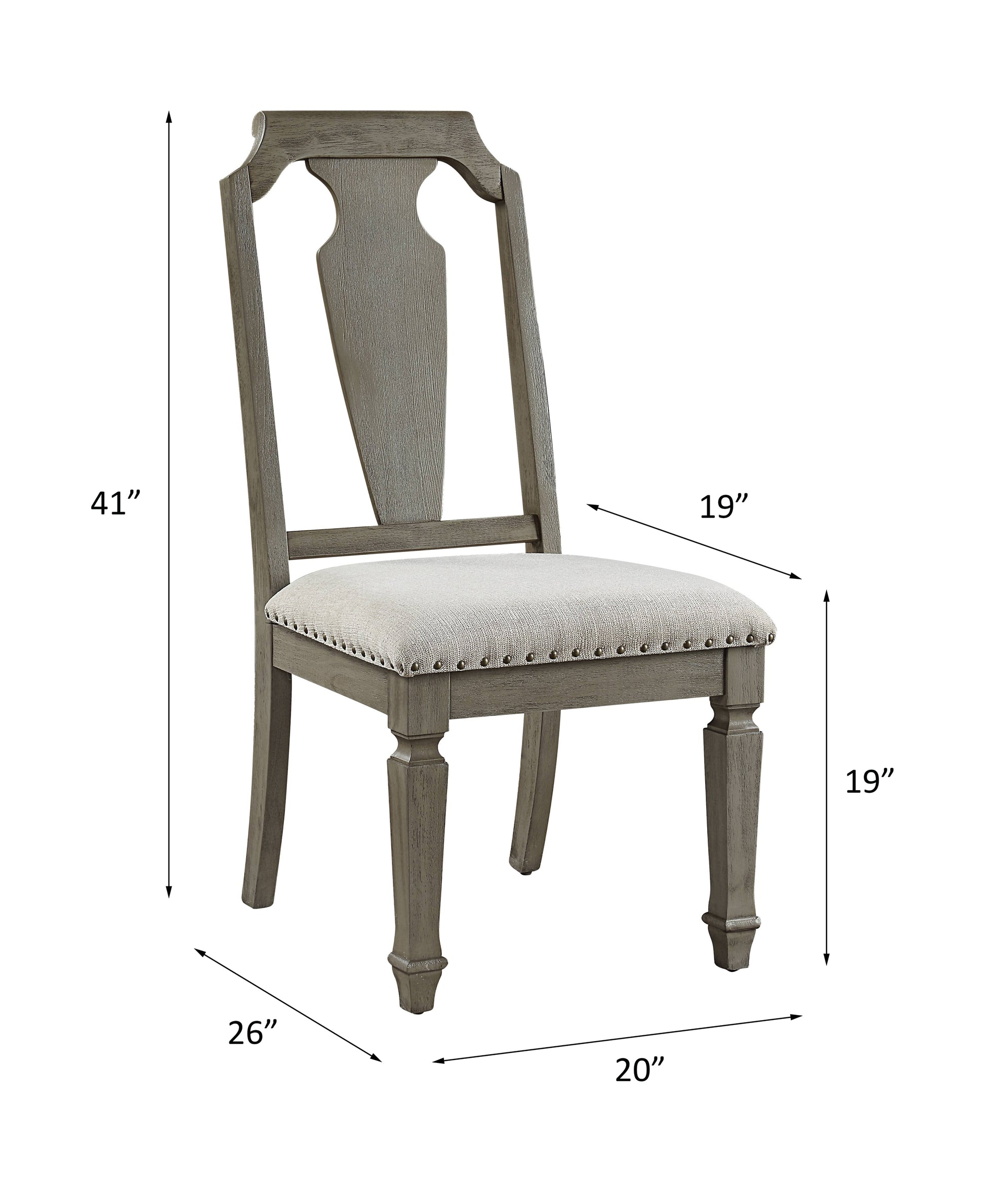 Beige Oak Linen Side Chairs for Dining Room Seating Set